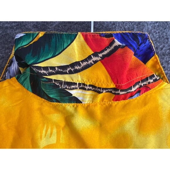 Hawaiian Shirt Macaw Parrot Palm Trees Surfboards Floral Jungle button Shirt - Picture 15 of 15